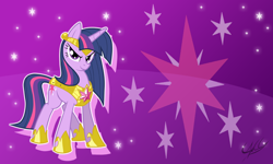 Size: 1000x600 | Tagged: safe, artist:equestria-prevails, artist:ponychaos13, edit, character:twilight sparkle, character:twilight sparkle (unicorn), species:pony, species:unicorn, armor, element of magic, vector, wallpaper, wallpaper edit