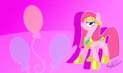 Size: 1000x600 | Tagged: safe, artist:equestria-prevails, artist:ponychaos13, edit, character:pinkie pie, species:earth pony, species:pony, armor, element of laughter, vector, wallpaper, wallpaper edit