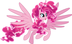 Size: 4000x2445 | Tagged: safe, artist:orin331, character:pinkie pie, species:alicorn, species:pony, alicornified, digital art, electricity, female, mare, pinkiecorn, race swap, simple background, smiling, solo, spread wings, transparent background, wings, xk-class end-of-the-world scenario