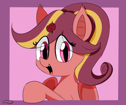 Size: 1280x1070 | Tagged: safe, artist:taurson, oc, oc:minutiae, species:bat pony, species:pony, bat pony oc, eye clipping through hair, female, hairpin, looking at you, mare, open mouth, solo