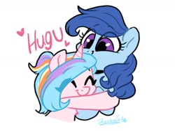 Size: 1600x1200 | Tagged: safe, artist:oofycolorful, oc, oc:oofy colorful, oc:raylanda, species:earth pony, species:pony, species:unicorn, cute, duo, duo female, eyes closed, female, happy, hug, mare, ocbetes, smiling