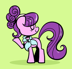 Size: 1279x1223 | Tagged: safe, artist:typhwosion, character:suri polomare, species:earth pony, species:pony, cute, eyes closed, female, green background, mare, profile, simple background, smiling, solo, suribetes