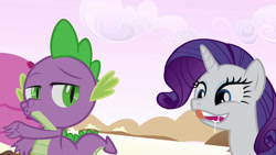 Size: 1280x720 | Tagged: safe, artist:dtkraus, edit, edited screencap, screencap, character:rarity, character:spike, ship:sparity, bueno, female, male, out of context, rapeface, rerity, shipping, straight, wat