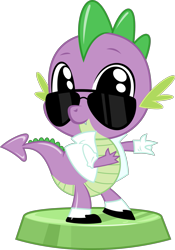 Size: 749x1067 | Tagged: safe, artist:phucknuckl, part of a set, character:spike, species:dragon, 80s, clothing, cute, high res, jacket, male, michael jackson, my little pocket ponies, pocket ponies, retro, simple background, solo, spikabetes, sunglasses, transparent background