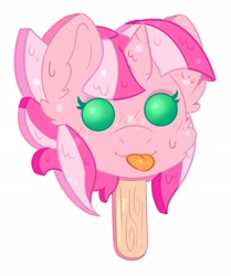 Size: 1709x2048 | Tagged: safe, artist:ruef, oc, oc only, oc:cherry days, species:pony, species:unicorn, food, horn, popsicle, simple background, tongue out, unicorn oc, white background