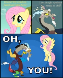 Size: 864x1075 | Tagged: safe, artist:gutovi, character:discord, character:fluttershy, comic, oh you, pun