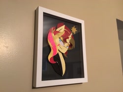 Size: 3264x2448 | Tagged: safe, artist:samoht-lion, character:sunset shimmer, species:pony, species:unicorn, bust, craft, female, irl, mare, papercraft, photo, solo, traditional art