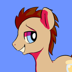 Size: 1280x1275 | Tagged: safe, artist:mewball, character:doctor whooves, character:time turner, species:earth pony, species:pony, blue background, cute, doctorbetes, male, profile, simple background, smiling, solo, stallion