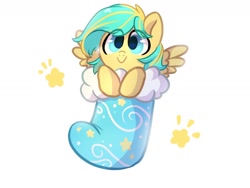 Size: 1600x1200 | Tagged: safe, artist:oofycolorful, oc, oc:lemonade candy, species:pegasus, species:pony, christmas, christmas stocking, holiday, looking at you, solo