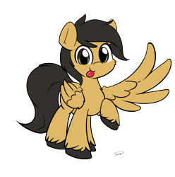 Size: 1398x1412 | Tagged: safe, artist:taurson, oc, oc:crisom chin, species:pegasus, species:pony, blep, cute, looking at you, simple background, solo, tongue out, transparent background, unshorn fetlocks, wings