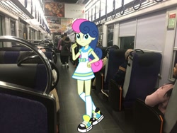 Size: 3264x2448 | Tagged: safe, artist:razethebeast, edit, editor:topsangtheman, character:bon bon, character:sweetie drops, species:human, my little pony:equestria girls, equestria girls in real life, irl, japan, japanese, looking at you, photo, train