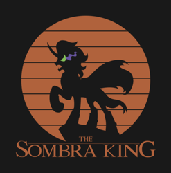 Size: 1112x1124 | Tagged: safe, artist:samoht-lion, character:king sombra, species:pony, species:umbrum, species:unicorn, cape, clothing, male, parody, raised hoof, sombra eyes, stallion, the lion king