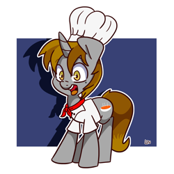 Size: 1500x1500 | Tagged: safe, artist:lou, oc, oc:bouquet garni, species:pony, species:unicorn, chef, chef's hat, clothing, cook, hat, solo