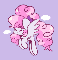 Size: 673x698 | Tagged: safe, artist:typhwosion, character:cotton sky, species:pegasus, species:pony, :>, background pony, cloud, cute, female, mare, purple background, simple background, solo