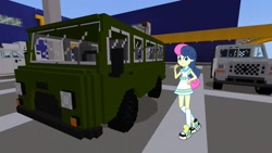 Size: 1334x750 | Tagged: safe, artist:razethebeast, edit, editor:topsangtheman, character:bon bon, character:sweetie drops, my little pony:equestria girls, ford, ford f-150, game screencap, ikea, looking at you, minecraft, photoshop, van