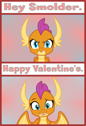 Size: 1862x2702 | Tagged: safe, artist:phucknuckl, character:smolder, species:dragon, cute, dragoness, female, holiday, smiling, smolderbetes, smoldere, solo, tsundere, valentine's day, when she smiles