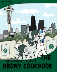Size: 2550x3200 | Tagged: safe, alternate version, artist:lucas_gaxiola, character:shining armor, oc, oc:charmed clover, species:earth pony, species:pony, species:unicorn, building, cloud, colored, female, glasses, male, mare, smiling, stallion, text, walking