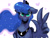 Size: 1600x1200 | Tagged: safe, artist:oofycolorful, character:princess luna, species:alicorn, species:pony, g4, blushing, bust, chest fluff, colored pupils, crown, cute, ear fluff, eye clipping through hair, eyebrows, eyebrows visible through hair, female, floppy ears, heart, horn, jewelry, looking at you, lunabetes, mare, necklace, peytral, regalia, simple background, smiling, solo, starry eyes, stars, white background, wing hands, wingding eyes, wings