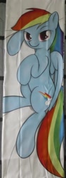 Size: 541x1440 | Tagged: safe, artist:theparagon, character:rainbow dash, species:pegasus, species:pony, body pillow, body pillow design, female, looking at you, lying down, mare, merchandise, on side, sheet, solo