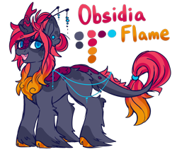 Size: 3420x2938 | Tagged: safe, artist:ruef, oc, oc only, oc:obsidia flame, species:kirin, female, looking at you, mare, reference, reference sheet, simple background, smiling, solo, transparent background, unshorn fetlocks