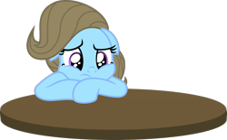 Size: 1346x835 | Tagged: safe, artist:punzil504, character:beauty brass, species:earth pony, species:pony, depressed, female, simple background, solo, table, transparent background