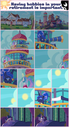 Size: 1280x2350 | Tagged: safe, artist:phucknuckl, character:princess celestia, character:princess luna, character:twilight sparkle, character:twilight sparkle (alicorn), species:alicorn, species:pony, episode:between dark and dawn, g4, my little pony: friendship is magic, alternate hairstyle, bed, female, floppy ears, mare, messy mane, open mouth, royal sisters, seaward shoals, silver stable community, sleeping, sun, telescope