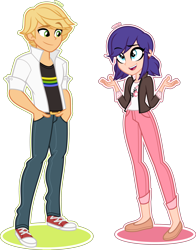 Size: 3138x4000 | Tagged: safe, artist:orin331, my little pony:equestria girls, adrien agreste, blonde, crossover, equestria girls-ified, female, male, marinette dupain-cheng, miraculous ladybug, simple background, transparent background, vector