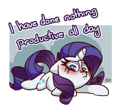 Size: 1500x1327 | Tagged: safe, artist:lou, character:rarity, species:pony, species:unicorn, crying, cute, drama queen, female, i have done nothing productive all day, lying down, makeup, marshmelodrama, mascara, mascarity, meme, raribetes, rarity being rarity, running makeup, simple background, solo