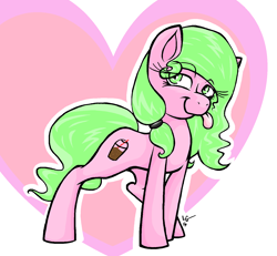 Size: 1504x1392 | Tagged: safe, artist:lucas_gaxiola, oc, oc only, species:earth pony, species:pony, blep, earth pony oc, female, heart, mare, signature, solo, tongue out
