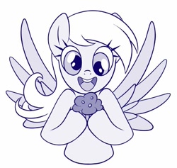 Size: 629x596 | Tagged: safe, artist:sorcerushorserus, character:derpy hooves, species:pegasus, species:pony, female, food, happy, mare, muffin, simple background, solo, white background