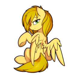Size: 1800x1800 | Tagged: safe, artist:theparagon, oc, oc only, oc:caramel drop, species:pegasus, species:pony, backview, female, mare, seductive, simple background, solo, transparent background
