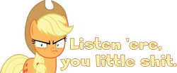 Size: 1820x760 | Tagged: safe, artist:phucknuckl, edit, character:applejack, species:earth pony, species:pony, episode:dragon dropped, g4, my little pony: friendship is magic, clothing, cowboy hat, emotes, female, hat, simple background, stetson, transparent background, vector, vulgar
