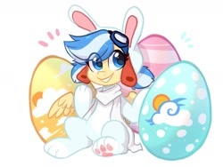Size: 1600x1200 | Tagged: safe, artist:oofycolorful, oc, oc only, species:pegasus, species:pony, animal costume, bunny costume, clothing, costume, easter egg, paw prints, solo