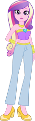 Size: 1280x4411 | Tagged: safe, artist:limedazzle, artist:purfectprincessgirl, character:princess cadance, my little pony:equestria girls, bare shoulders, belly button, clothing, female, high heels, lipstick, looking at you, midriff, pants, shoes, simple background, sleeveless, solo, strapless, transparent background