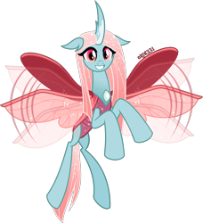 Size: 4000x4395 | Tagged: safe, alternate version, artist:orin331, character:ocellus, species:changeling, species:reformed changeling, buzzing wings, changeling queen, cute, diaocelles, female, flying, looking at you, older, older ocellus, queen ocellus, signature, simple background, smiling, solo, transparent background, vector, wings