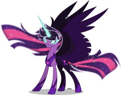 Size: 4000x3127 | Tagged: safe, artist:orin331, character:midnight sparkle, character:twilight sparkle, character:twilight sparkle (alicorn), character:twilight sparkle (scitwi), species:alicorn, species:pony, my little pony:equestria girls, absurd resolution, equestria girls ponified, female, horn, midnight sparkle, nightmarified, ponified, princess midnight, simple background, smiling, solo, transparent background, wings