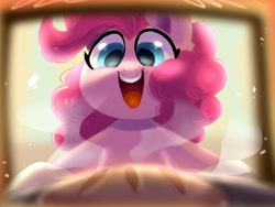 Size: 1600x1200 | Tagged: safe, artist:oofycolorful, character:pinkie pie, species:earth pony, species:pony, bread, bust, cute, diapinkes, female, food, mare, open mouth, oven, oven mitts, solo