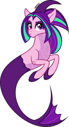 Size: 2195x4000 | Tagged: safe, artist:orin331, character:aria blaze, species:siren, cloven hooves, colored hooves, digital art, female, simple background, solo, transparent background
