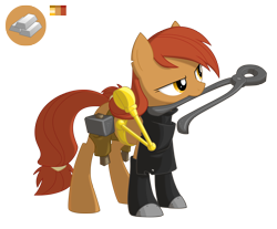 Size: 3142x2600 | Tagged: safe, artist:equestria-prevails, oc, oc only, species:earth pony, species:pony, blacksmith, pliers, simple background, tongs, transparent background