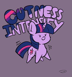 Size: 651x694 | Tagged: safe, artist:taurson, character:twilight sparkle, character:twilight sparkle (unicorn), species:pony, species:unicorn, chibi, cute, female, gray background, mare, meme, misspelling, simple background, smiling, solo, twiabetes, x intensifies