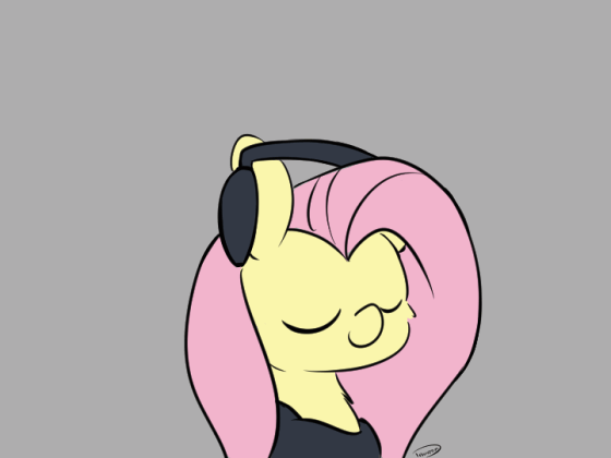 Size: 560x420 | Tagged: safe, artist:taurson, character:fluttershy, species:pony, animated, bust, cheek fluff, cute, female, frame by frame, gif, gray background, headphones, party hard, party soft, portrait, shyabetes, simple background, solo