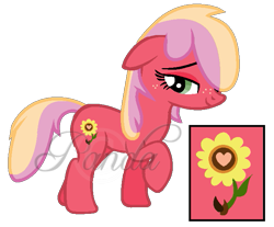Size: 679x563 | Tagged: safe, artist:ipandacakes, base used, oc, oc only, oc:gala blossom, parent:big macintosh, parent:cheerilee, parents:cheerimac, species:earth pony, species:pony, female, freckles, mare, offspring, simple background, solo, transparent background, watermark