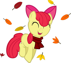 Size: 4261x3805 | Tagged: safe, artist:ironm17, character:apple bloom, species:pony, absurd resolution, clothing, female, leaf, scarf, simple background, solo, transparent background, vector