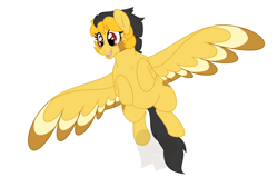 Size: 1260x800 | Tagged: safe, artist:faith-wolff, oc, oc only, oc:summer skies, parent:oc:rusty mcshale, parent:spitfire, parents:canon x oc, species:pegasus, species:pony, female, flying, offspring, solo