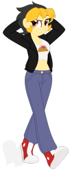 Size: 503x1203 | Tagged: safe, artist:faith-wolff, oc, oc only, oc:summer skies, parent:oc:rusty mcshale, parent:spitfire, parents:canon x oc, my little pony:equestria girls, clothing, converse, female, jacket, jeans, offspring, pants, shoes, simple background, solo, teenager, transparent background