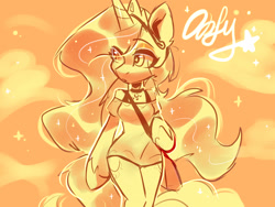 Size: 1600x1200 | Tagged: safe, artist:oofycolorful, character:princess celestia, species:anthro, blouse, cloud, crown, female, jewelry, monochrome, purse, regalia, solo, sparkles