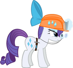 Size: 4094x3823 | Tagged: safe, artist:ironm17, character:rarity, species:pony, female, geology, helmet, magic, mining helmet, monocle, simple background, solo, transparent background, vector