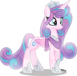 Size: 4000x3964 | Tagged: safe, artist:orin331, character:princess flurry heart, species:alicorn, species:crystal pony, species:pony, crown, crystallized, cutie mark, female, jewelry, mare, older, older flurry heart, raised hoof, regalia, simple background, solo, transparent background