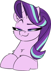 Size: 663x924 | Tagged: safe, artist:light262, character:starlight glimmer, species:pony, species:unicorn, :3, cheek fluff, chest fluff, female, lidded eyes, mare, smug, smuglight glimmer, solo