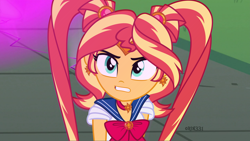 Size: 4000x2250 | Tagged: safe, artist:orin331, character:sunset shimmer, my little pony:equestria girls, anime, clothing, crossover, female, high res, magical girl, meme, pigtails, sailor moon, sailor moon redraw meme, serena tsukino, solo, tsukino usagi, twintails